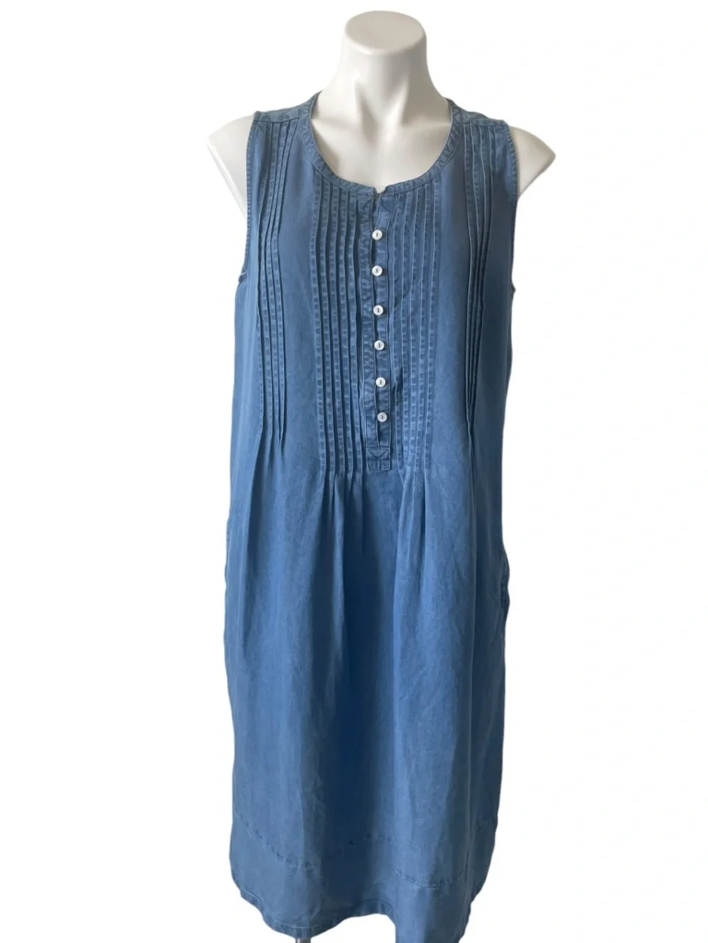 NWT Coldwater Creek Floria TENCEL Dress Sleeveless Pintuck Button Front Small - Picture 2 of 10